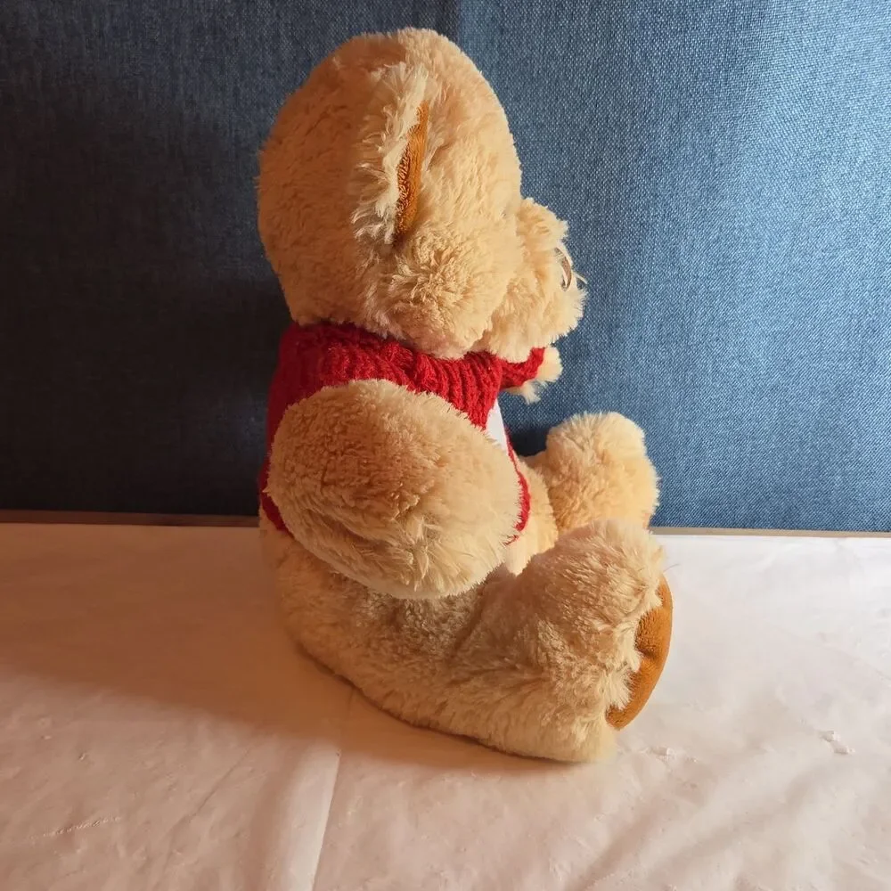 Avon 2010 Teddy Bear Plush Red Knit Heart Sweater Tan 9